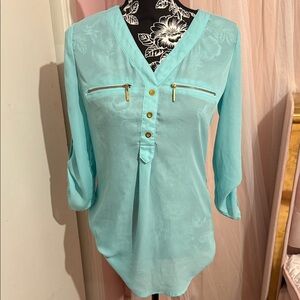 Rue21 Light Blue V-Neck Blouse